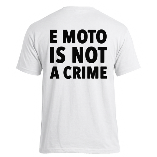 Koszulka ,,E MOTO IS NOT A CRIME" - Biała